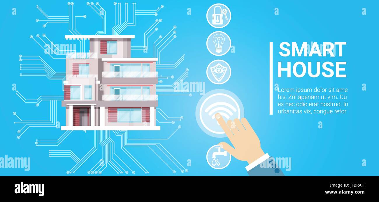 Smart House Technologie Control System-Symbol Infografik mit Textfreiraum Stock Vektor