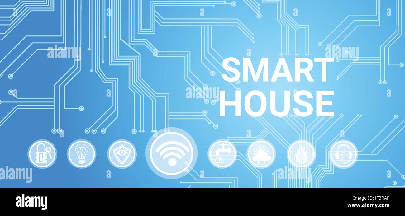 Smart House Technologie Control System-Symbol Infografik mit Textfreiraum Stock Vektor