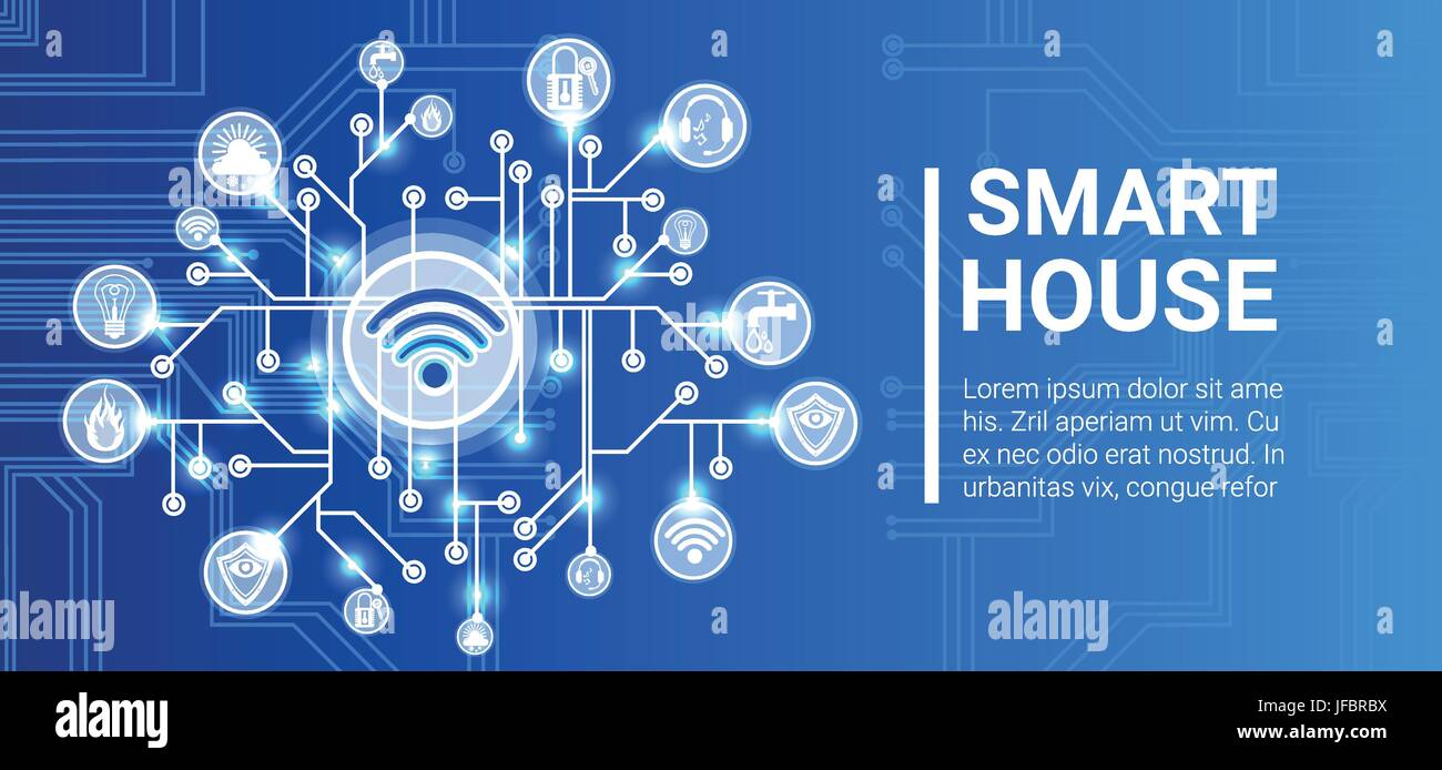 Smart House Technologie Control System-Symbol Infografik mit Textfreiraum Stock Vektor