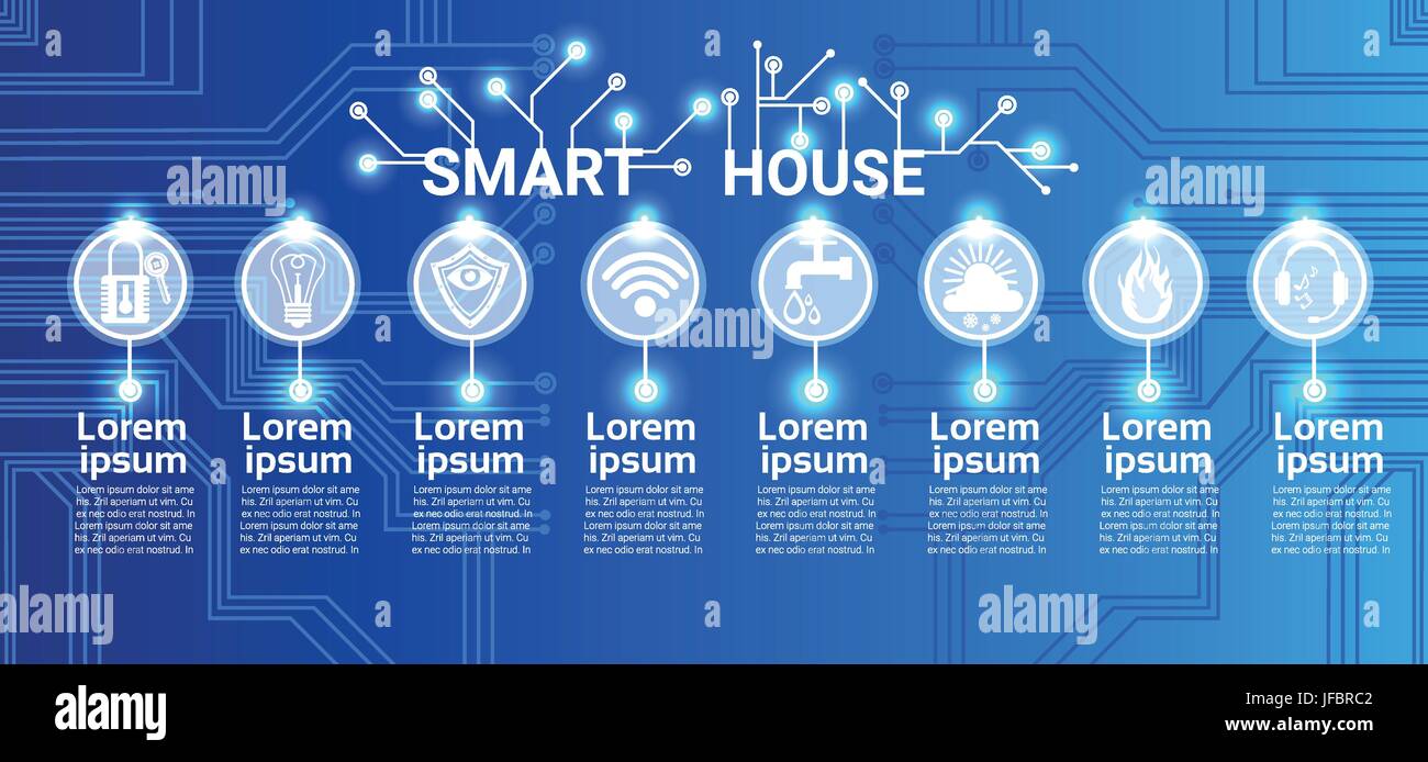Smart House Technologie Control System-Symbol Infografik mit Textfreiraum Stock Vektor