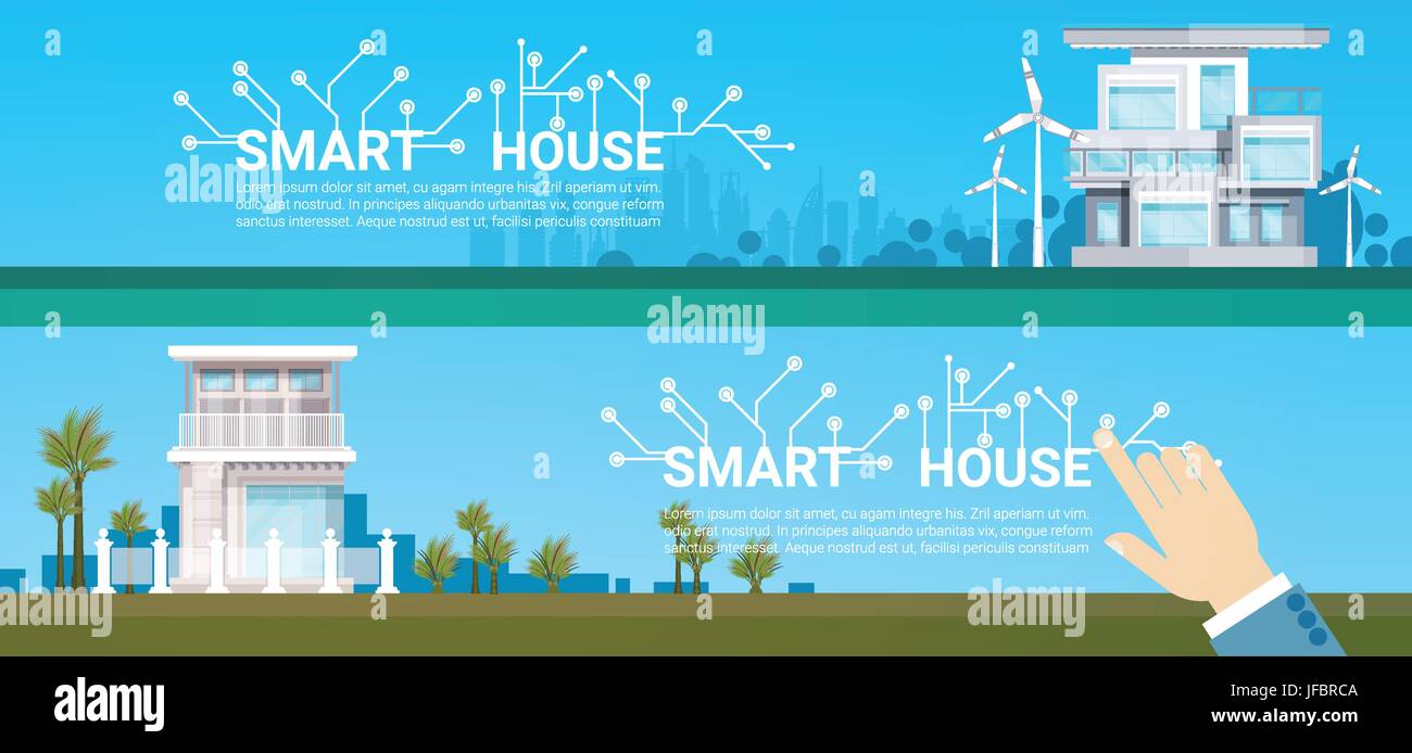 Smart House Technologie Control System-Symbol Infografik mit Textfreiraum Stock Vektor
