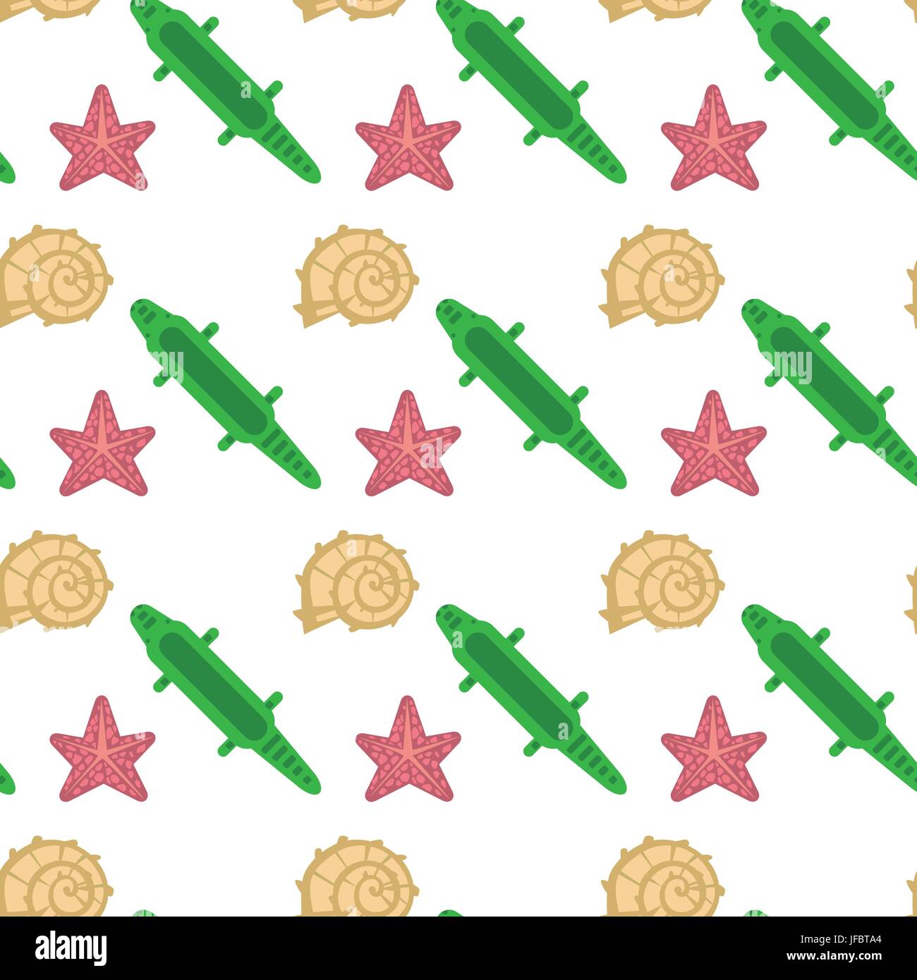 Muschel, Star Fisch Musterdesign Urlaub Konzept abstrakten Hintergrund farbenfrohes Design Stock Vektor