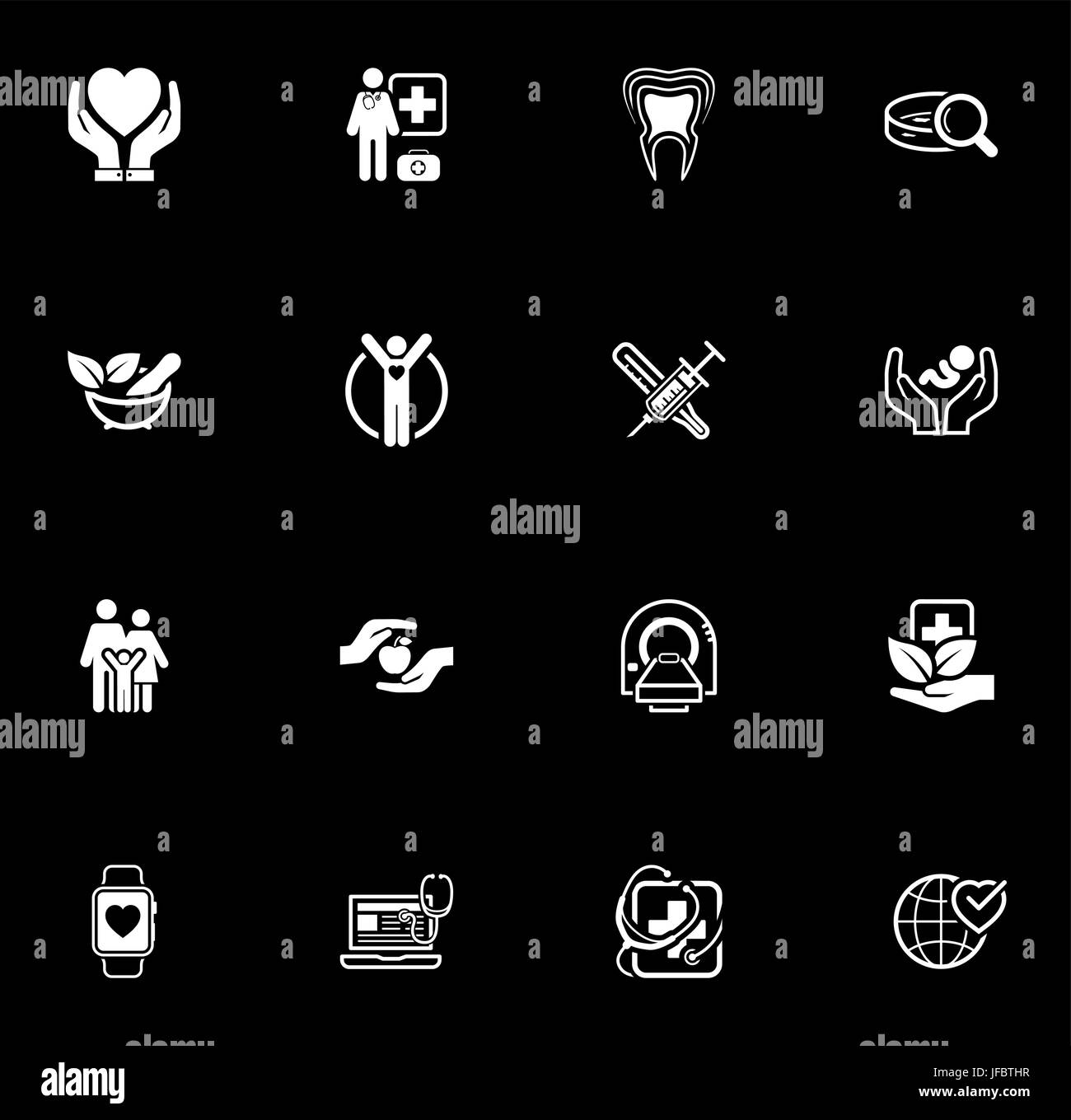 Medizin und Gesundheitswesen Icons Set. Flaches Design. Stock Vektor