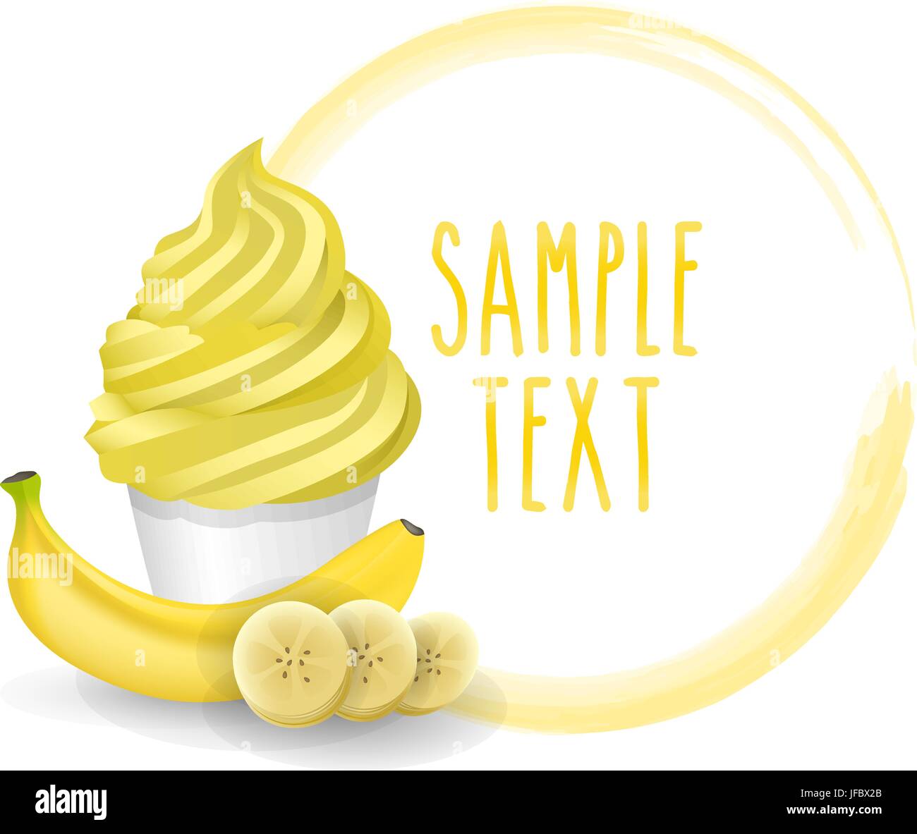 Soft-Ice Cup Sorte Banane Vektor mit weißem Hintergrund Stock Vektor
