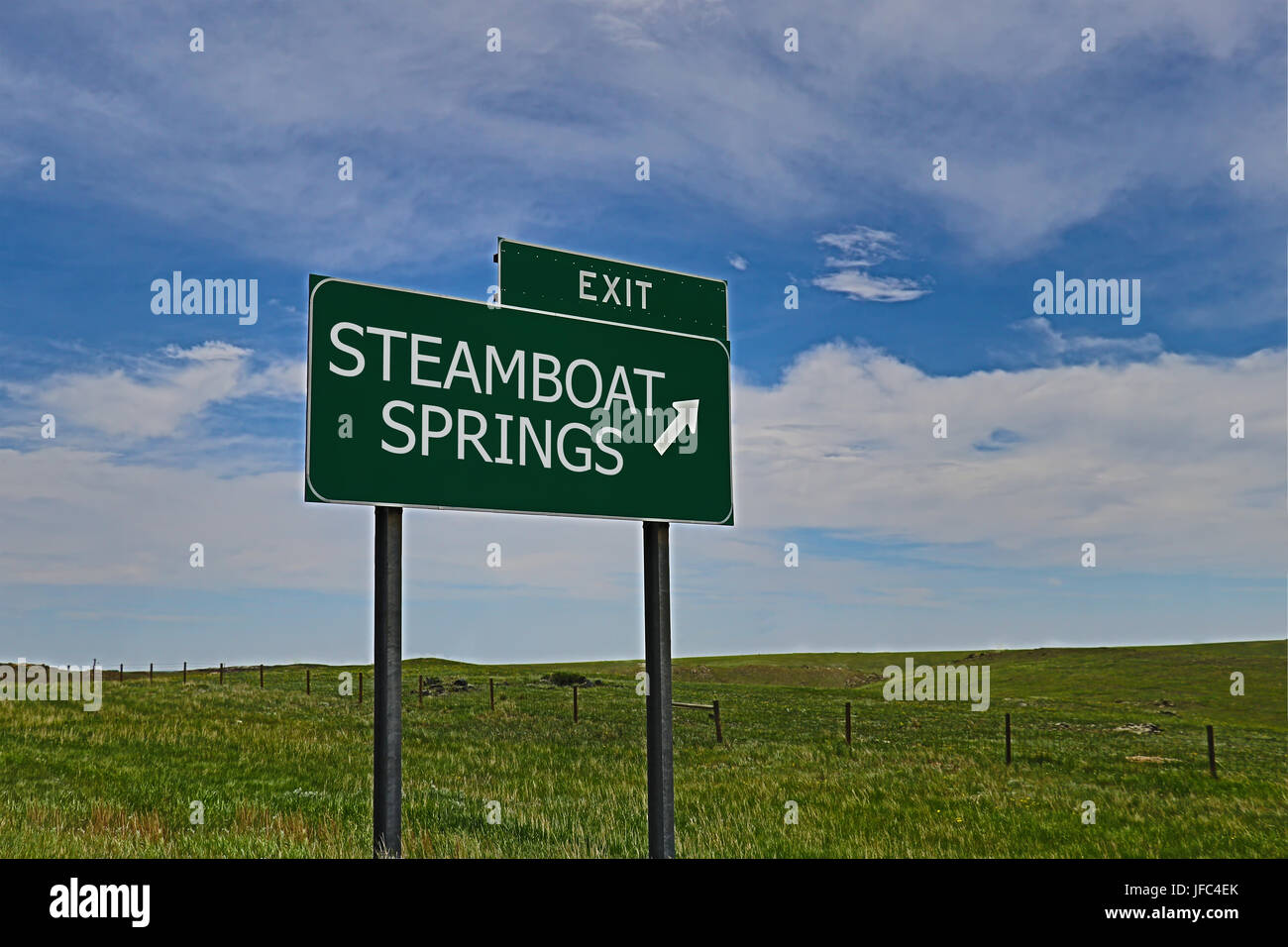 U.S. Highway Notausgangsschild für Steamboat Springs Stockfoto