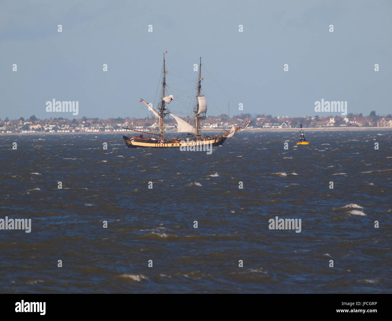 Shtandart Replik Segelschiff auf hoher See. Stockfoto