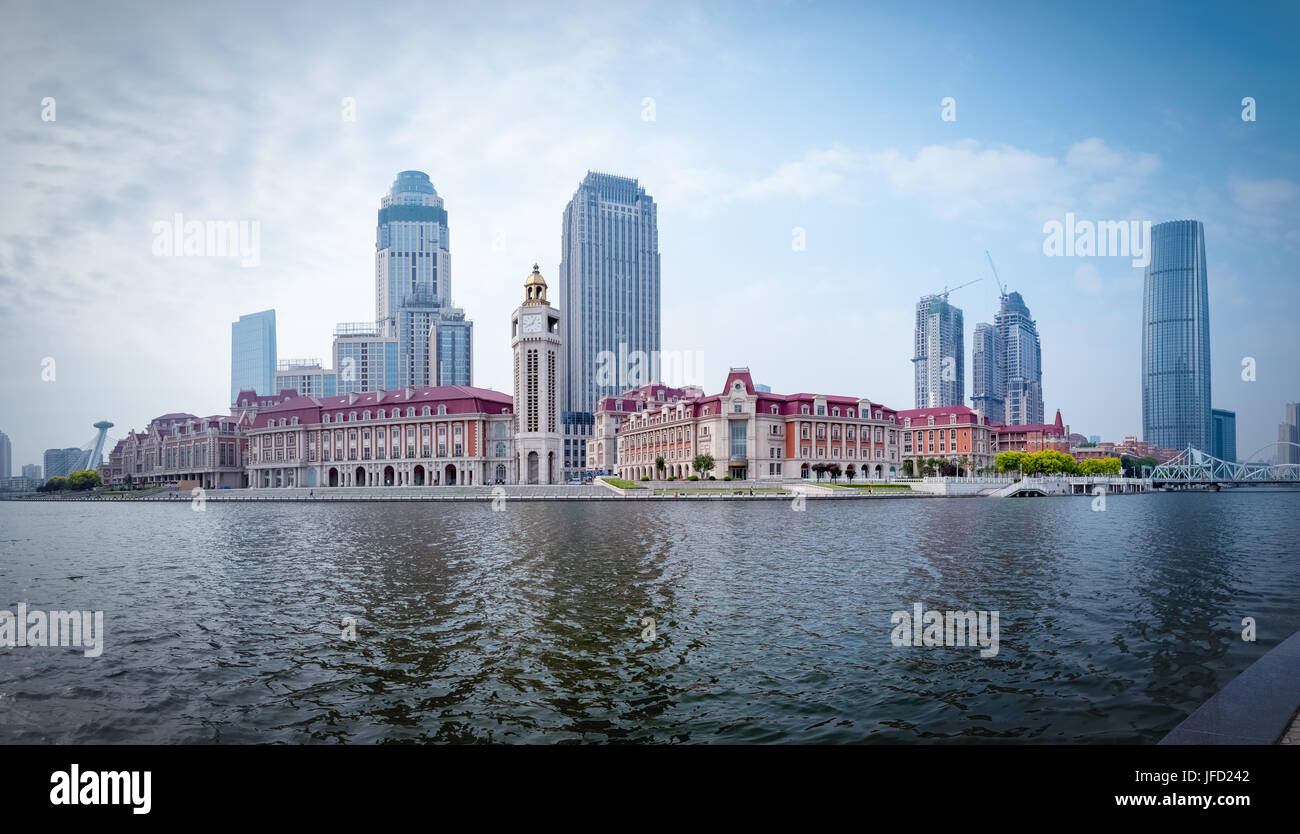 Tianjin Stadtbild von jinwan PLAZA Panorama Stockfoto