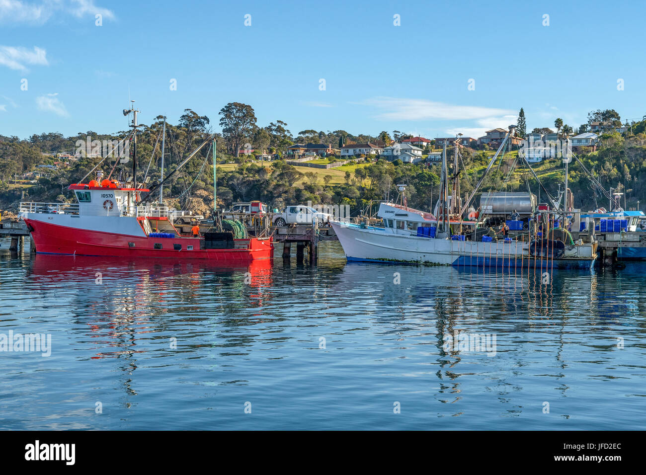 Fishing Boat Harbour auf Eden, NSW, Australien Stockfoto