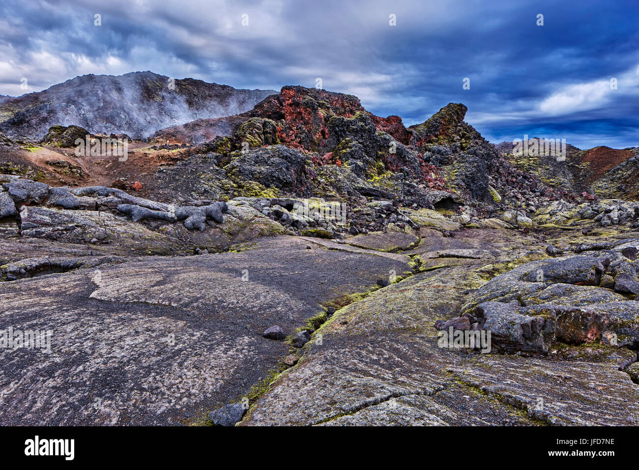 Vulkan Leirhnjúkur, Krafla vulkanisches Gebiet Reykjahlíð, Mývatni, Island Stockfoto