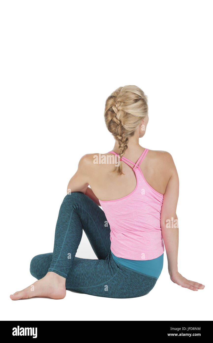 Ardha Matsyendrasana Position 2 Stockfoto