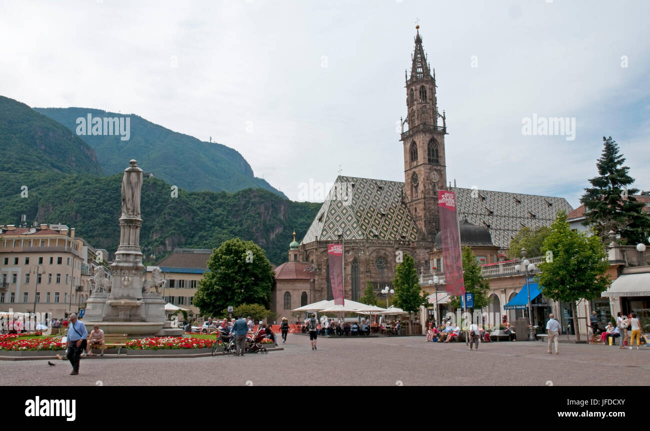 Piazza Walther Platz Bozen, Norditalien Stockfoto