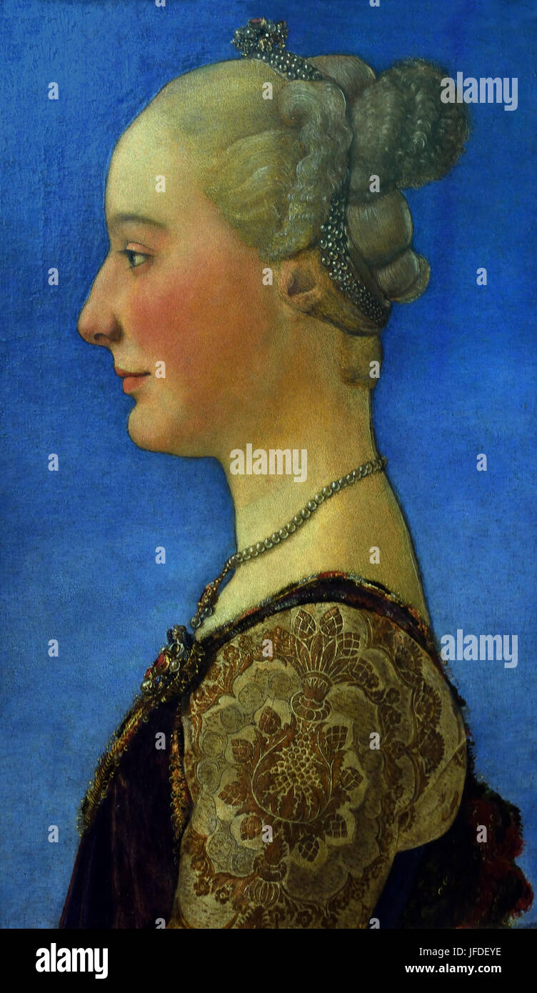 Porträt einer Dame 1480 Piero del Pollaiuolo (1443 – 1496), auch bekannt als Piero Benci, war ein italienischer Renaissance-Maler aus Florence.Italy Stockfoto
