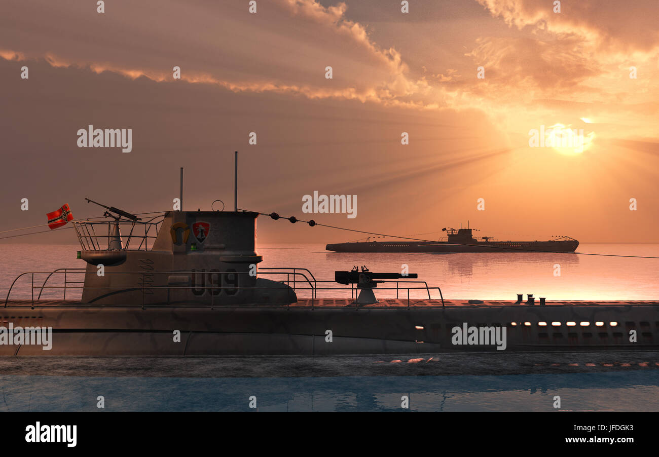 Nazi-deutsche U-Boote. Stockfoto