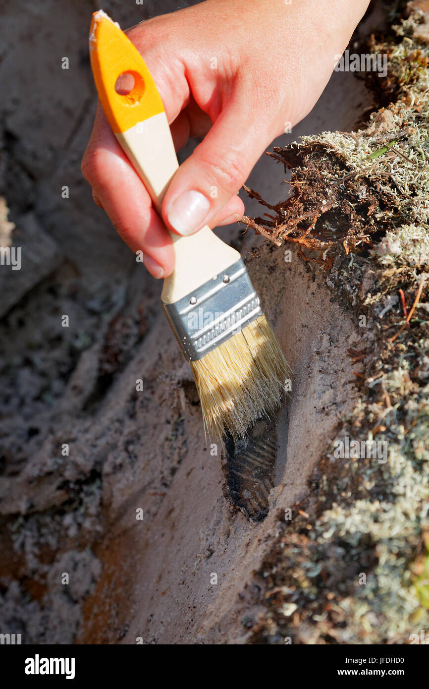 Archäologische Entdeckung - ein Fragment der alten Keramikgefäß Stockfoto