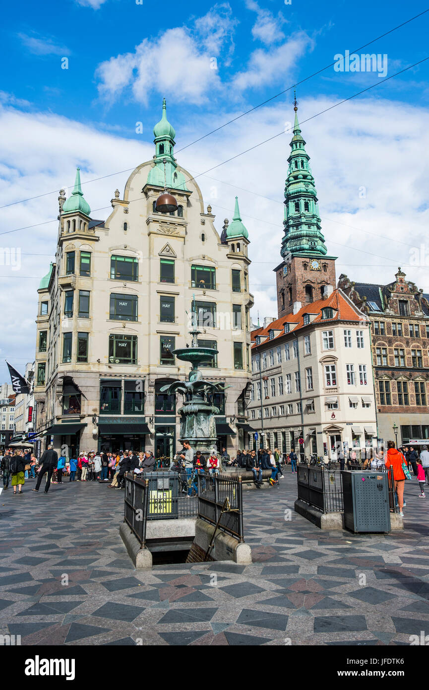 Amagertorv, Amager Square, Teil der Fußgängerzone Strøget, Copernhagen, Dänemark Stockfoto