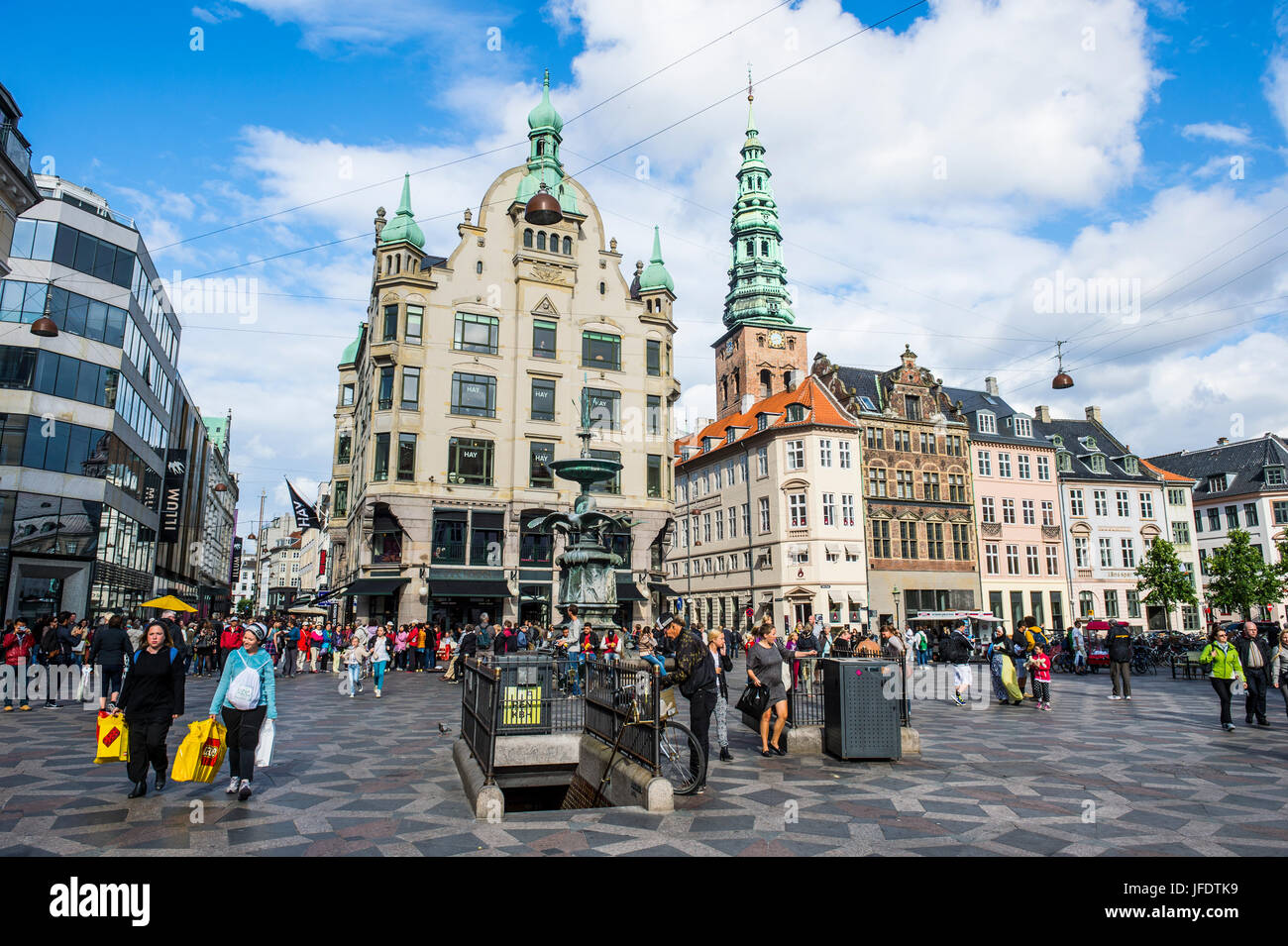 Amagertorv, Amager Square, Teil der Fußgängerzone Strøget, Kopenhagen, Dänemark Stockfoto