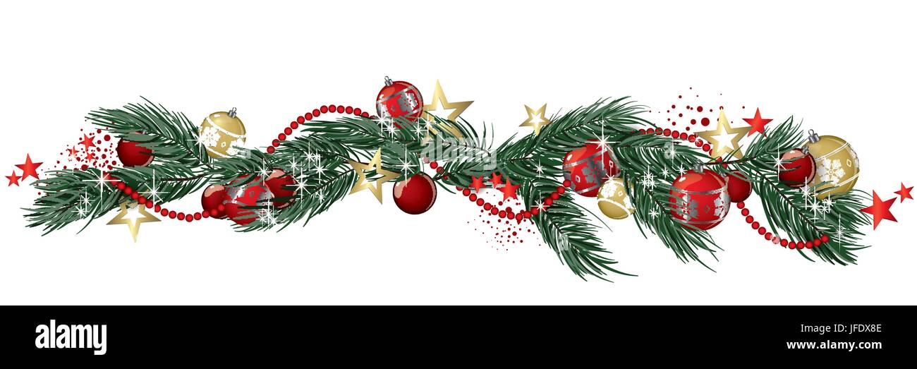 Christmas Garland und Glitter vollständigen Vektor banner Stock Vektor