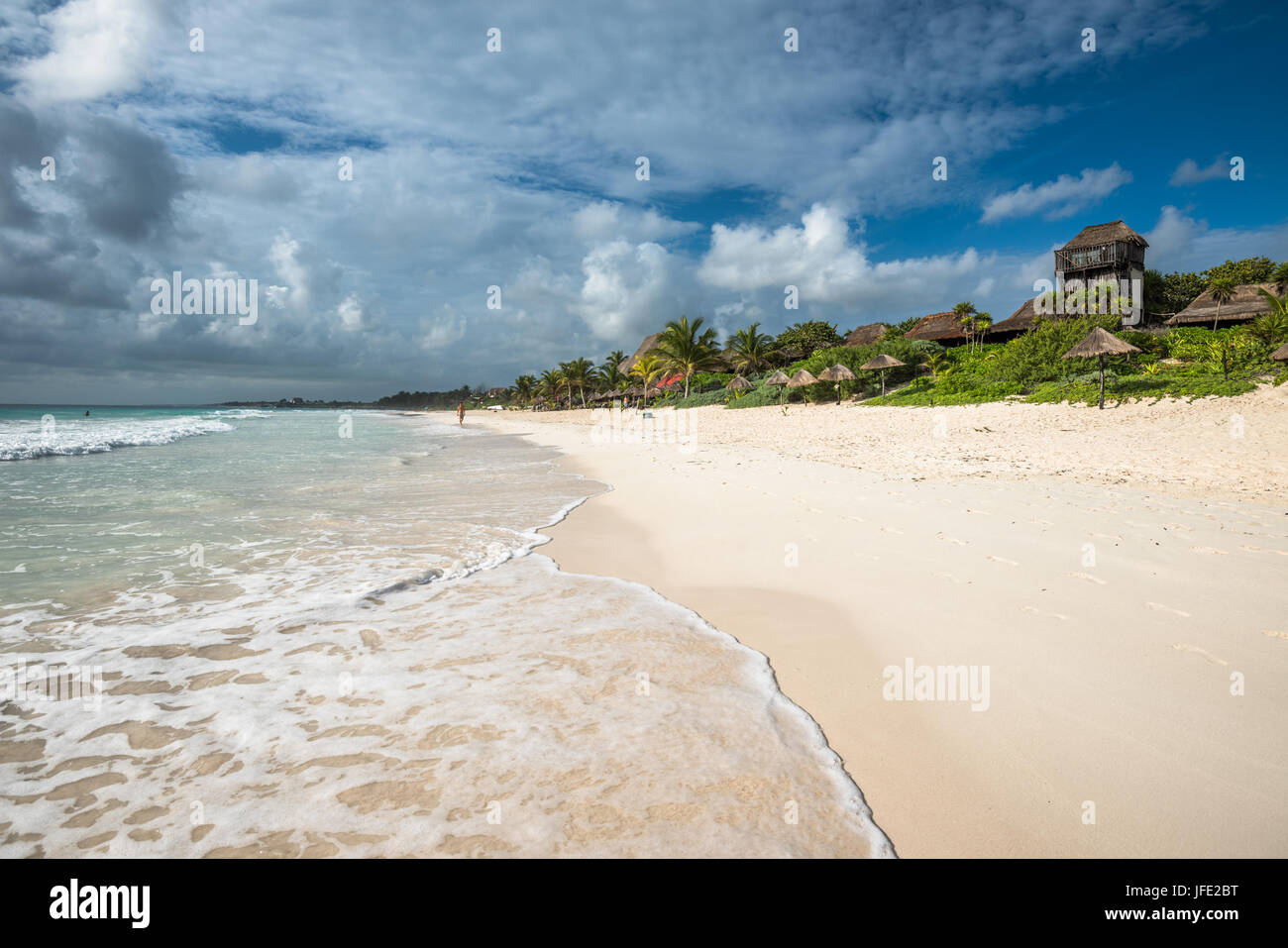 Karibik-Strand Panorama, Tulum, Mexiko Stockfoto
