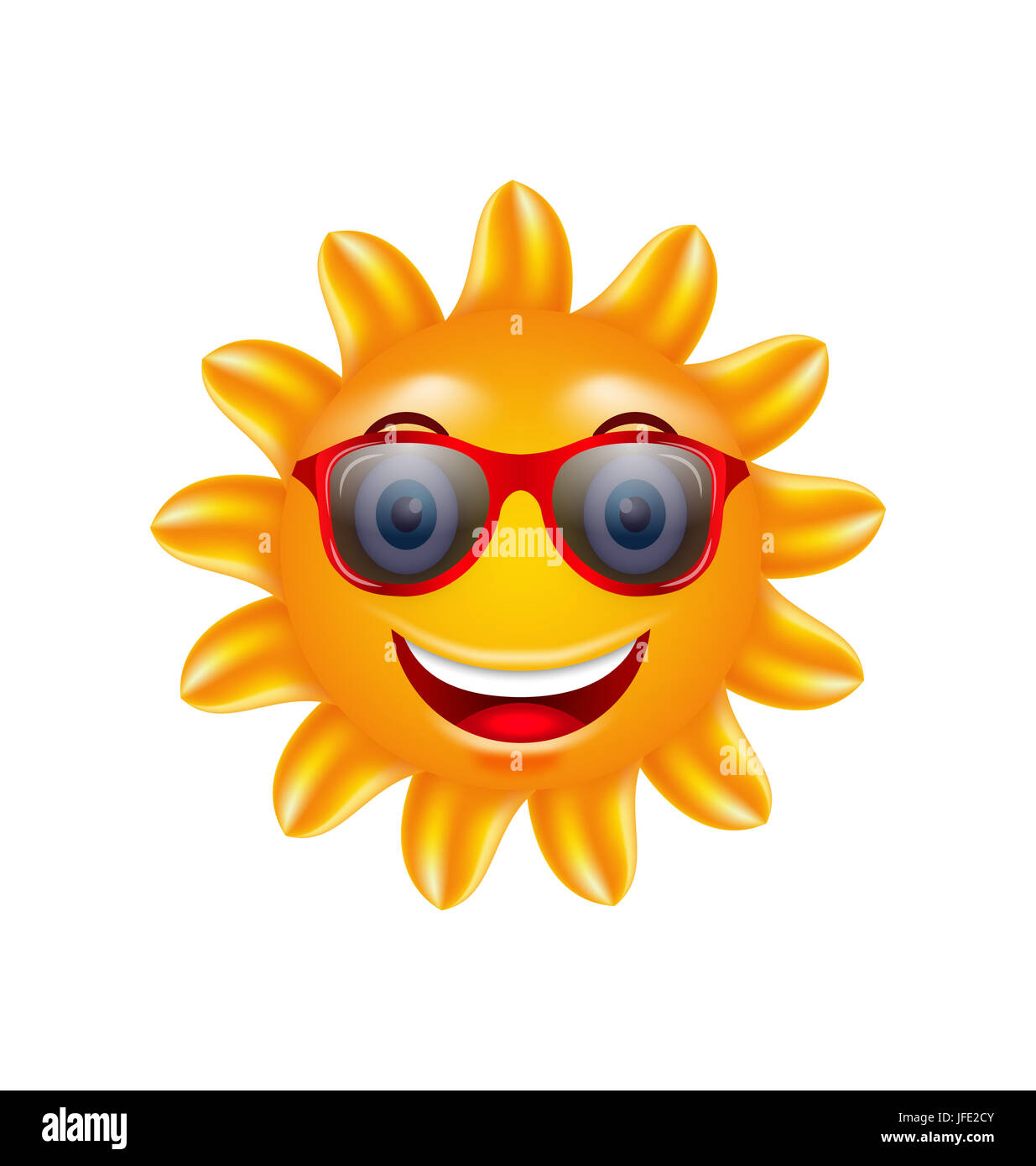 Abbildung lustiges Gesicht des Sommers Sonne mit Sonnenbrille. Isolated