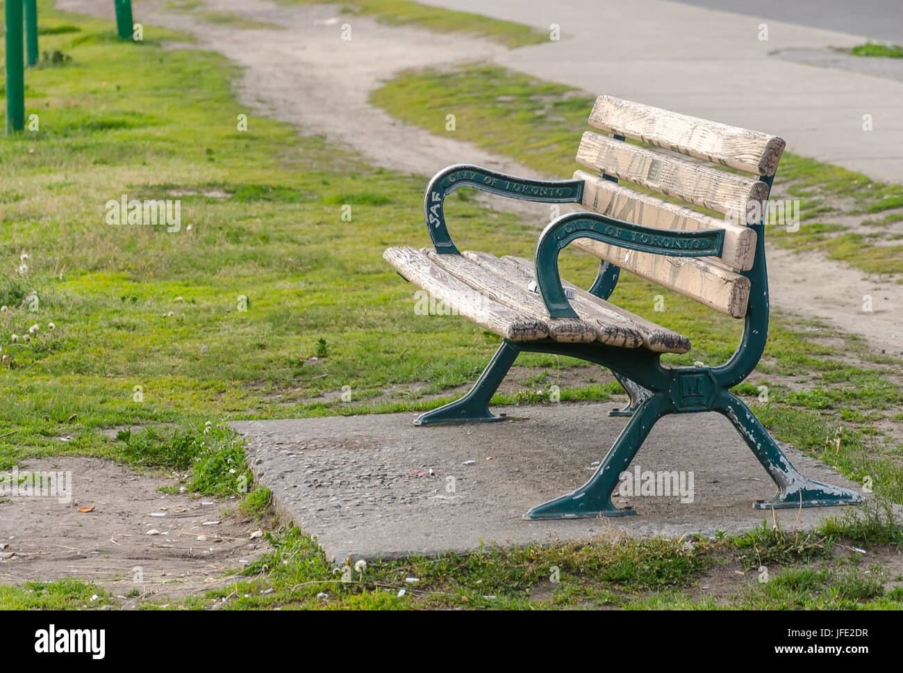 Blick auf einer Parkbank an der Riverdale Park Stockfoto