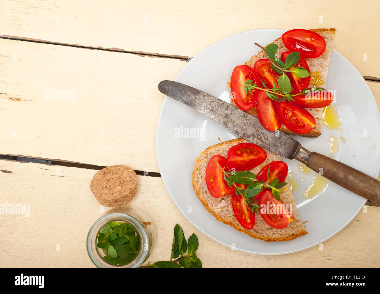 Italienische Tomaten-bruschetta Stockfoto