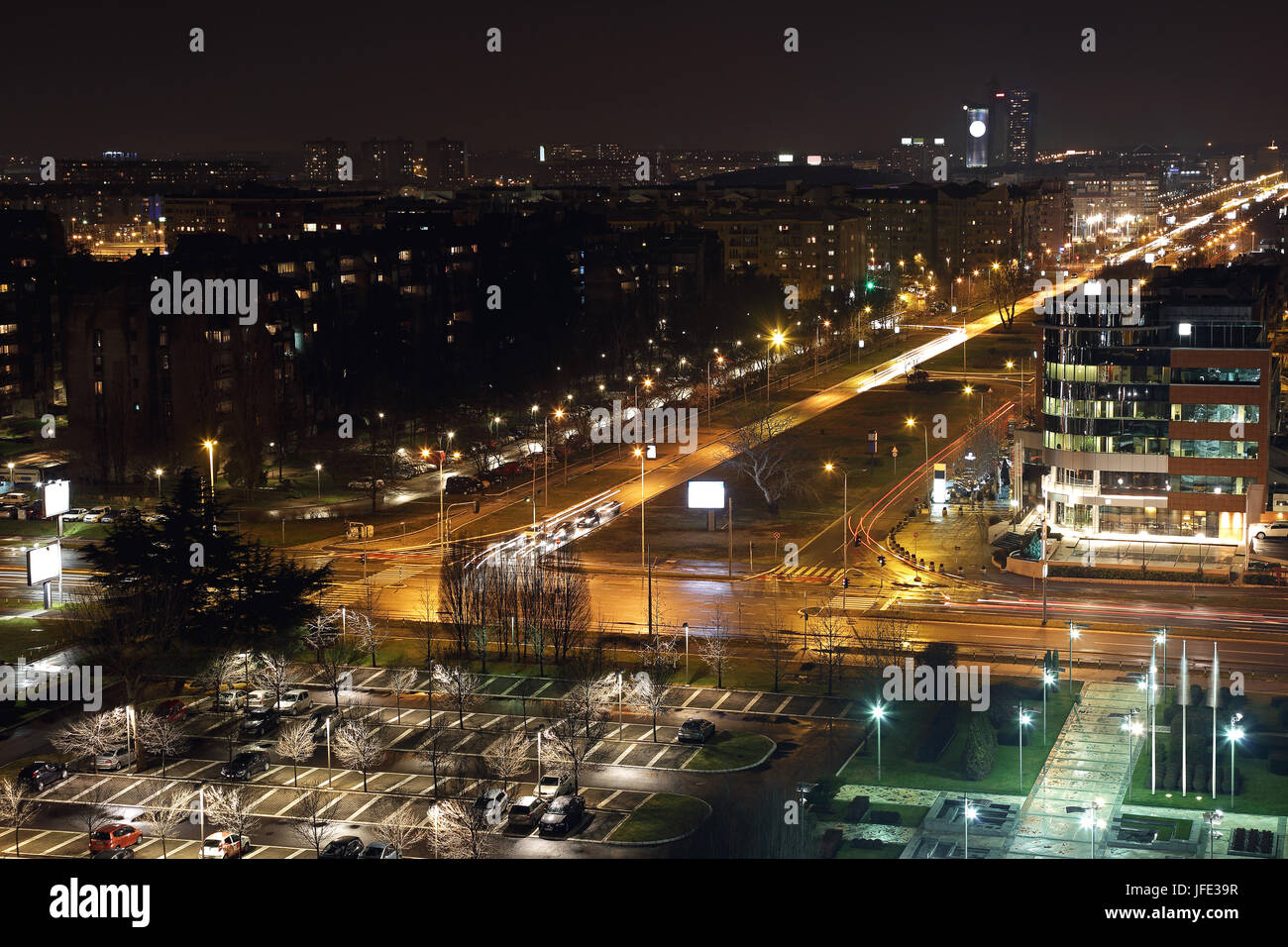 Neu Belgrad Nacht Stockfoto