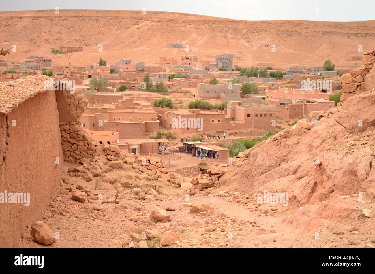 Top Innenansicht von Aït Benhaddou Kasbah in Ouarzazate im Atlasgebirge, Marokko Stockfoto