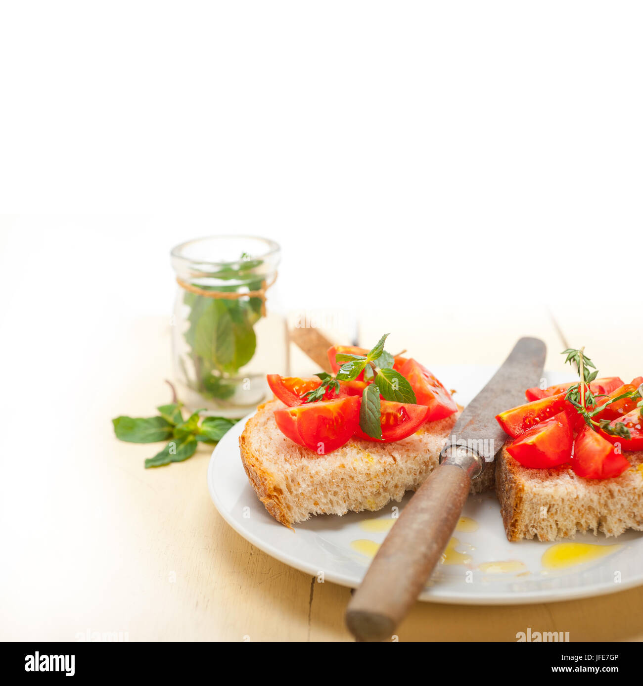 Italienische Tomaten-bruschetta Stockfoto