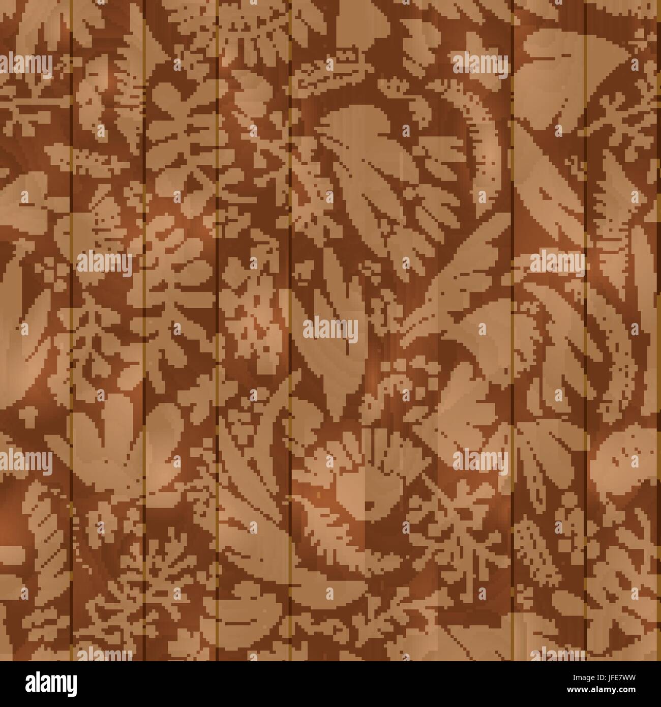 Floral und Blume Vektor nahtlose Muster auf hölzernen Hintergrund. Skizzierte Cartoon Blumen Stock Vektor