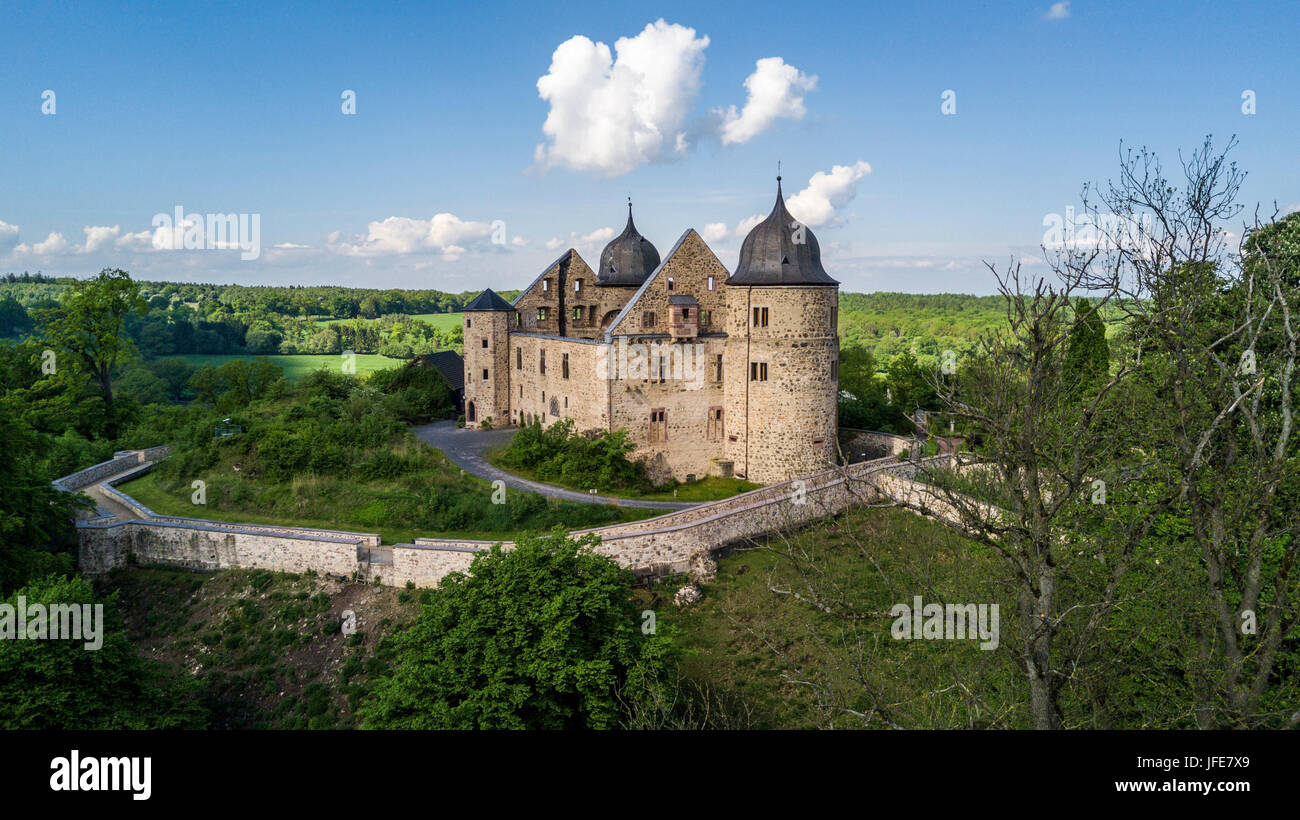 Sababurg in Deutschland, das Schloss von Dornröschen Stockfotografie