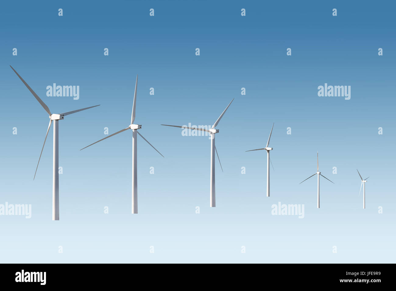 Windenergieanlagen isoliert Stockfoto