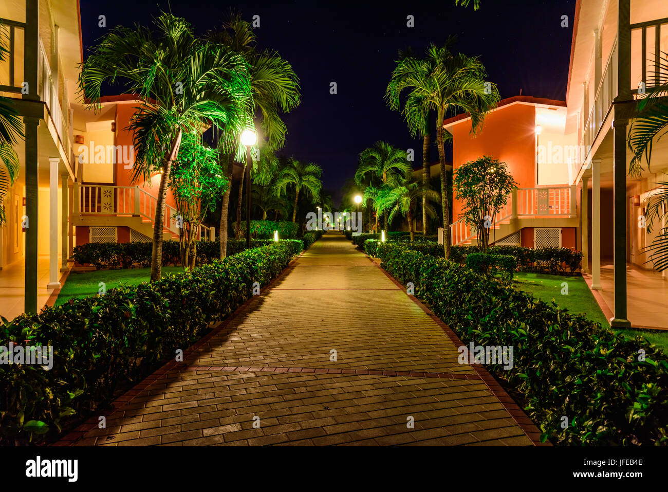 Gasse Nacht Lampe Stockfoto