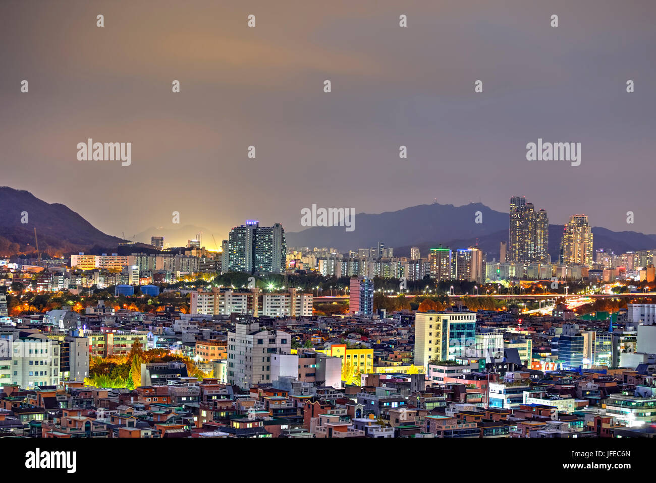 Luftbild von der Hauptstadt der Republik Korea, Seoul Stockfoto