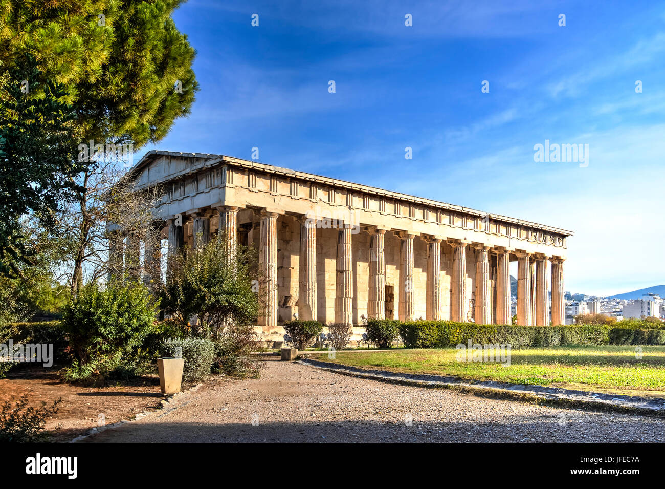Die alten griechischen Tempel des Hephaistos in komplexen Agora, Athen Stockfoto