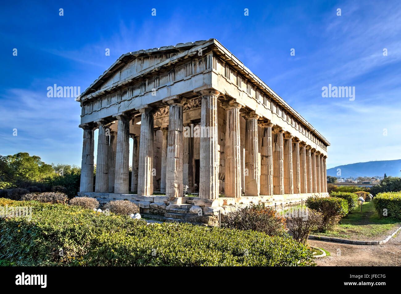 Die alten griechischen Tempel des Hephaistos in komplexen Agora, Athen Stockfoto