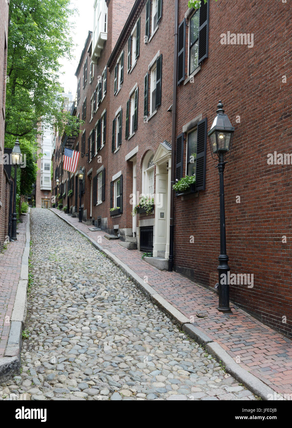Historischen Eichel Straße, Stadtteil Beacon Hill von Boston, MA Stockfoto