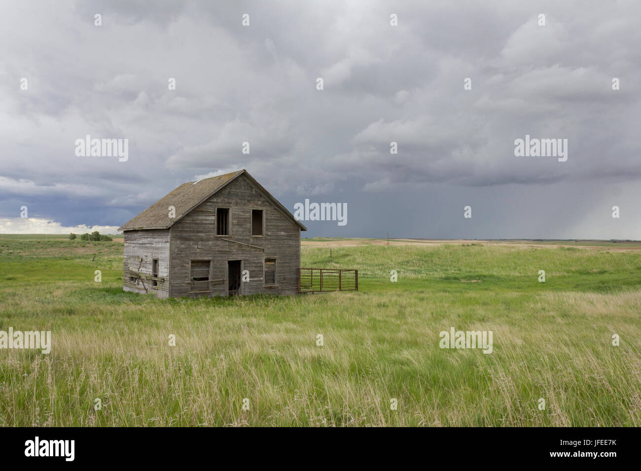 Ein verlassenes Haus in der Prärie in Alberta, Kanada. Stockfoto