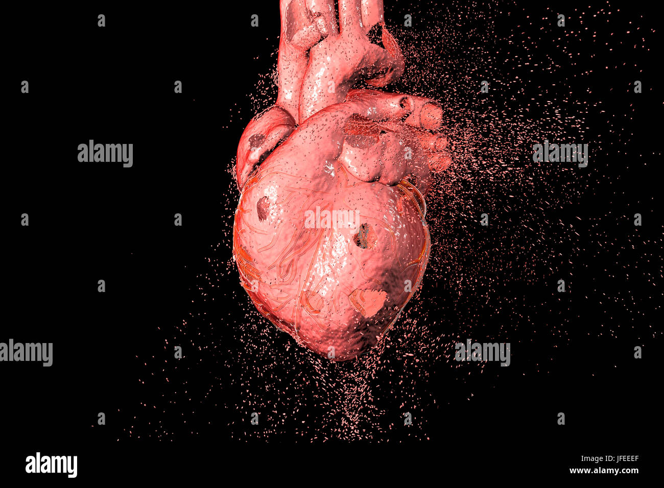 Herz-Zerstörung. Konzeptionelle Computer Illustration, die verwendet werden kann, um Herzerkrankungen zu veranschaulichen. Stockfoto