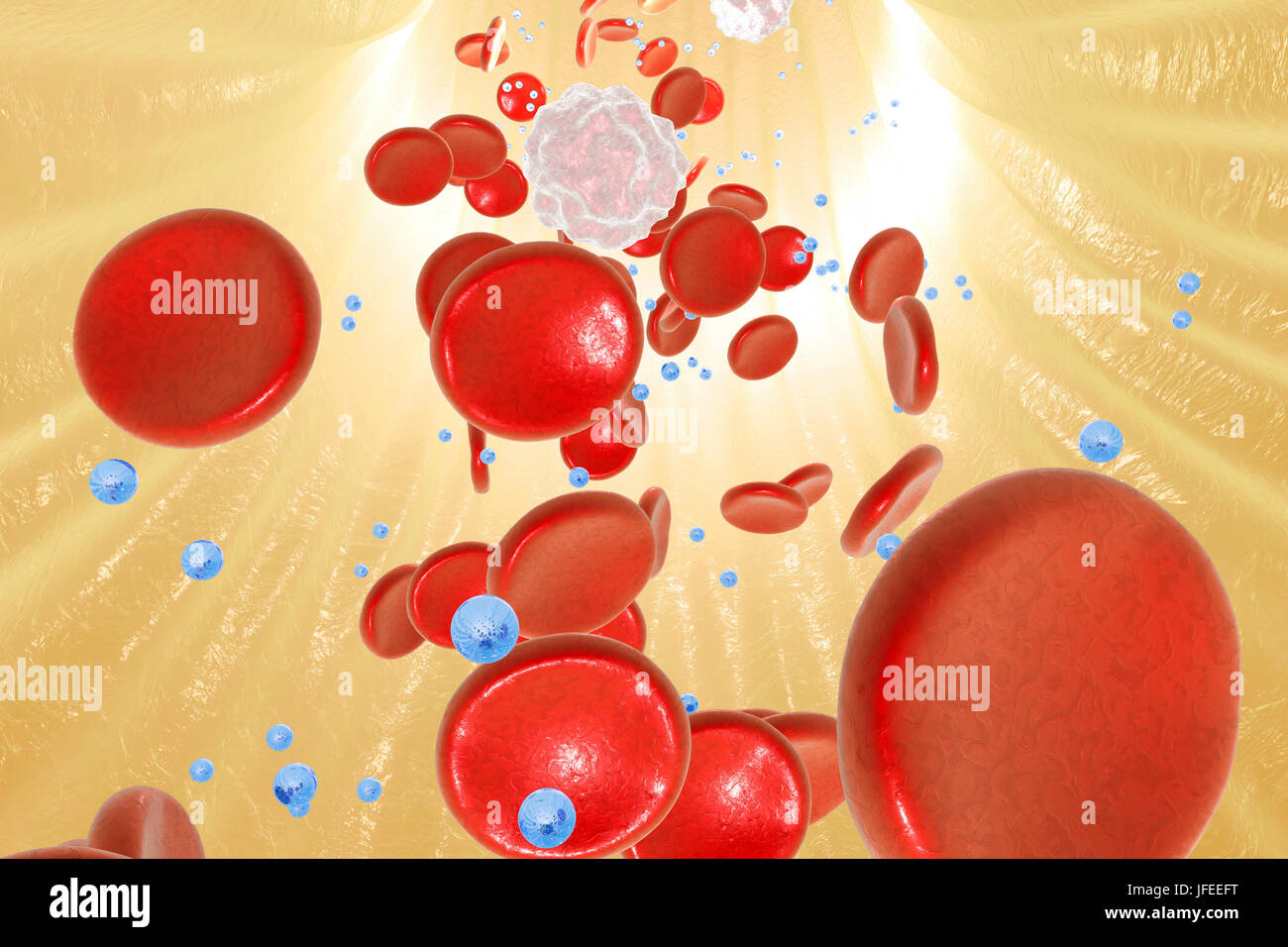 Nanopartikel im Blut. Konzeptbild demonstriert eine mögliche Anwendung der Nanotechnologie für die Diagnose und Behandlung von Krankheiten. Stockfoto