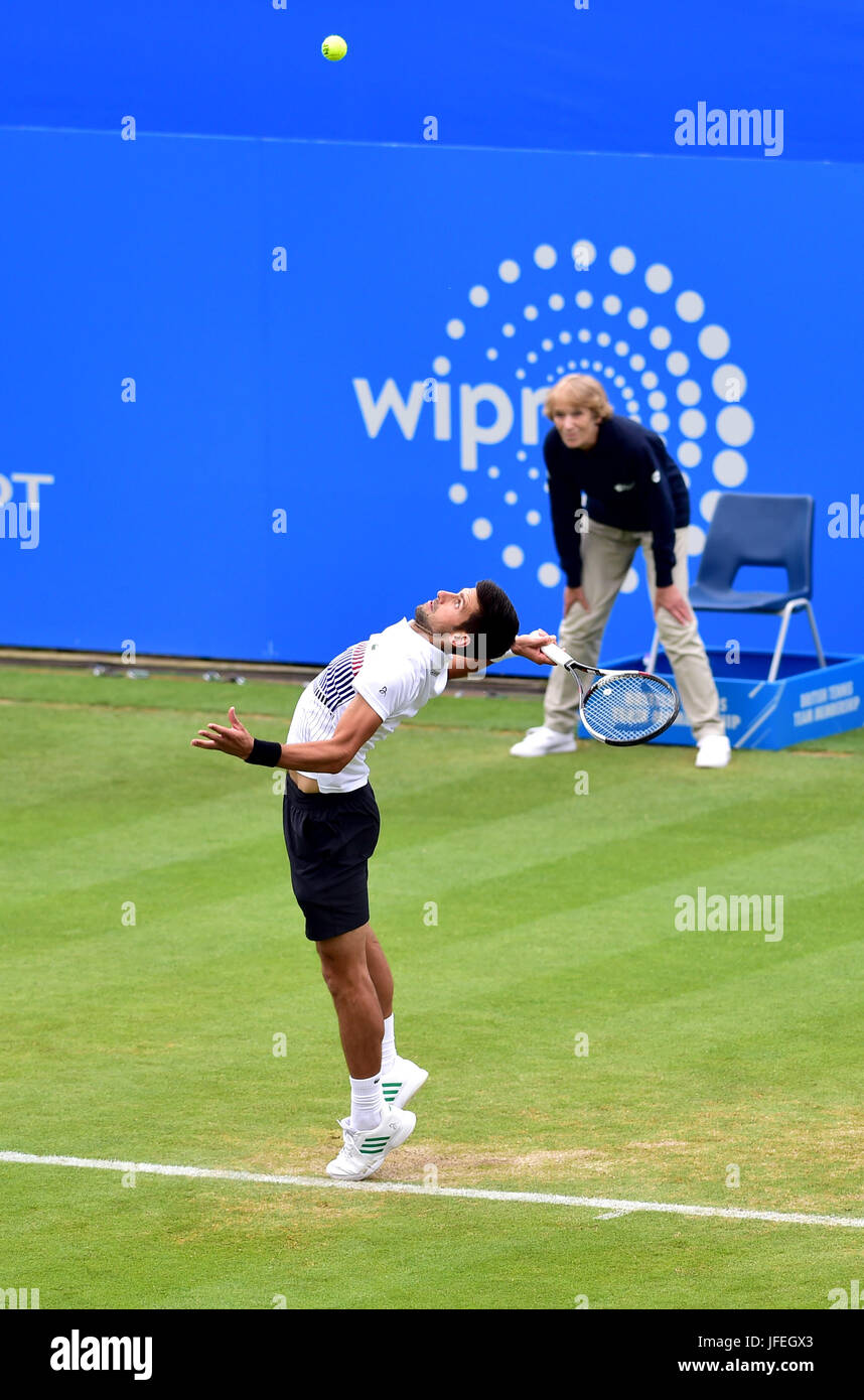 Novak Djokovic Serbien während der Aegon International Eastbourne-Tennis-Turnier in Devonshire Park Eastbourne Sussex UK. 30. Juni 2017 Stockfoto