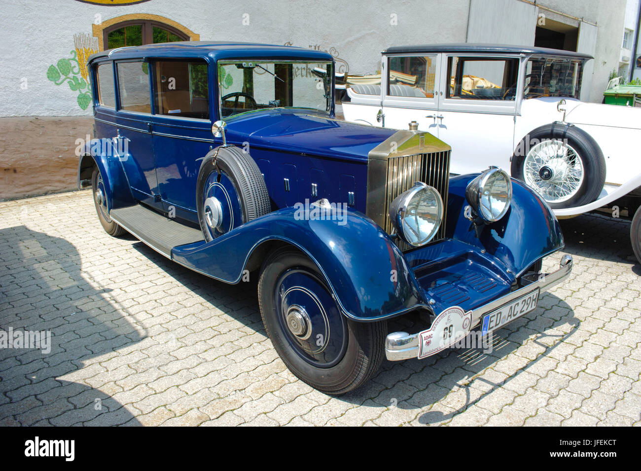 Oldtimer-Rallye "Herkomer Behauptung" in Landsberg Lech für mindestens 80 Jahre alten Autos, hier mit Rolls-Royce Landaulet 20/25, Baujahr 1930 Stockfoto