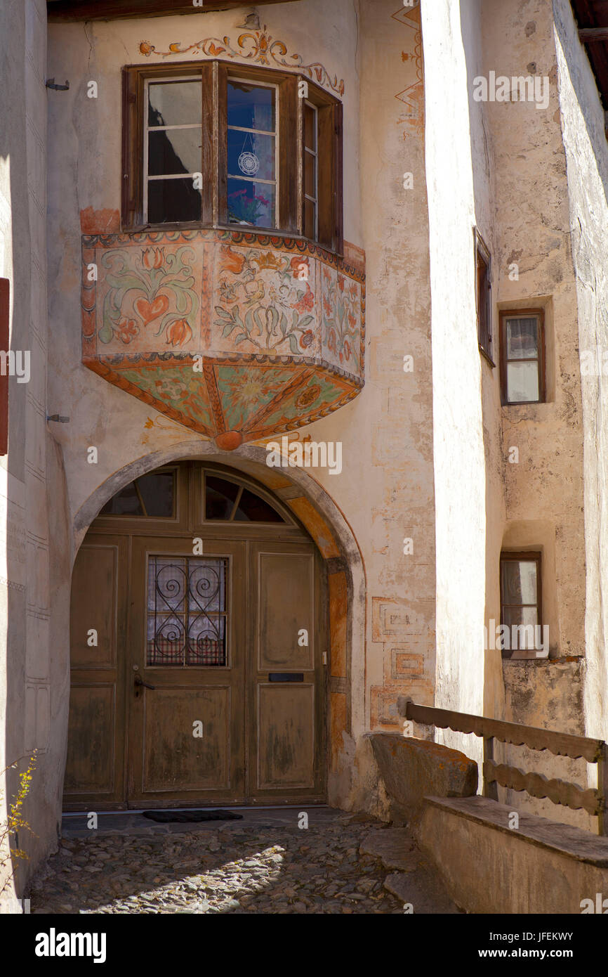 Schweiz, Unterengadin, Guarda Stockfoto