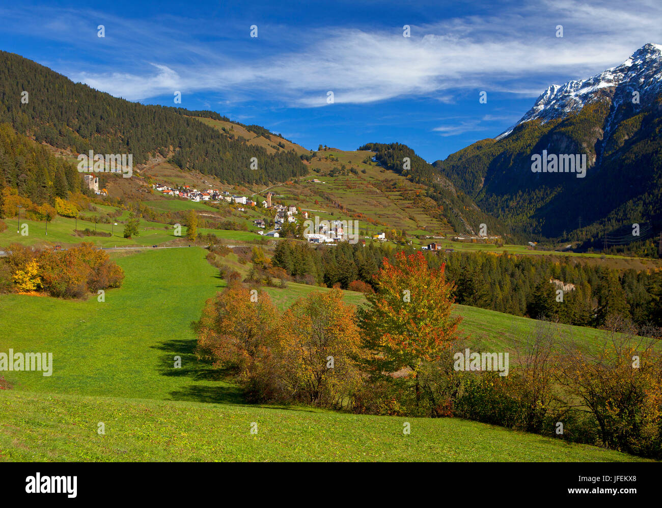 Schweiz, Kanton Graubünden, Ramosch Stockfoto