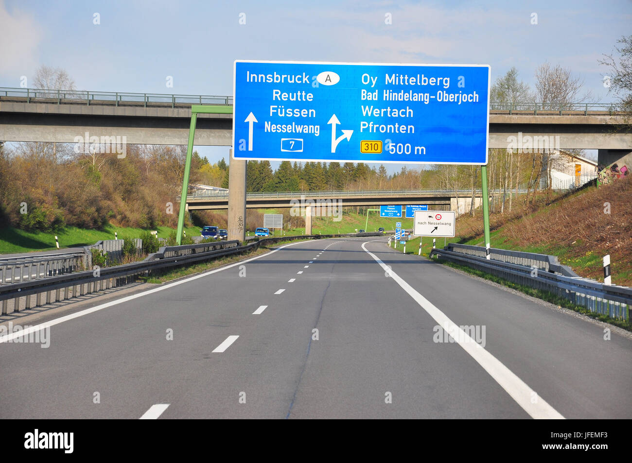 Deutschland, Bayern, oberen Allgäu, Autobahn, Schilder, A7 Stockfotografie Alamy