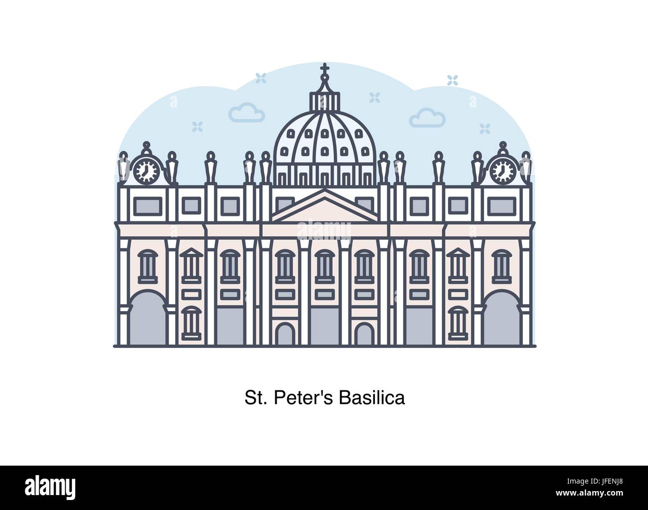 Vektor-Illustration der Linie der Petersdom (päpstliche Basilika von St. Peter im Vatikan), Vatikanstadt, Italien. Stock Vektor