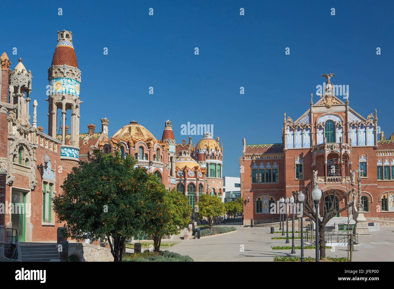 Spanien, Katalonien, Barcelona City, St. Pau Hospital (St. Paul), der UNESCO, Domenech ich Montaner Architekt Stockfoto