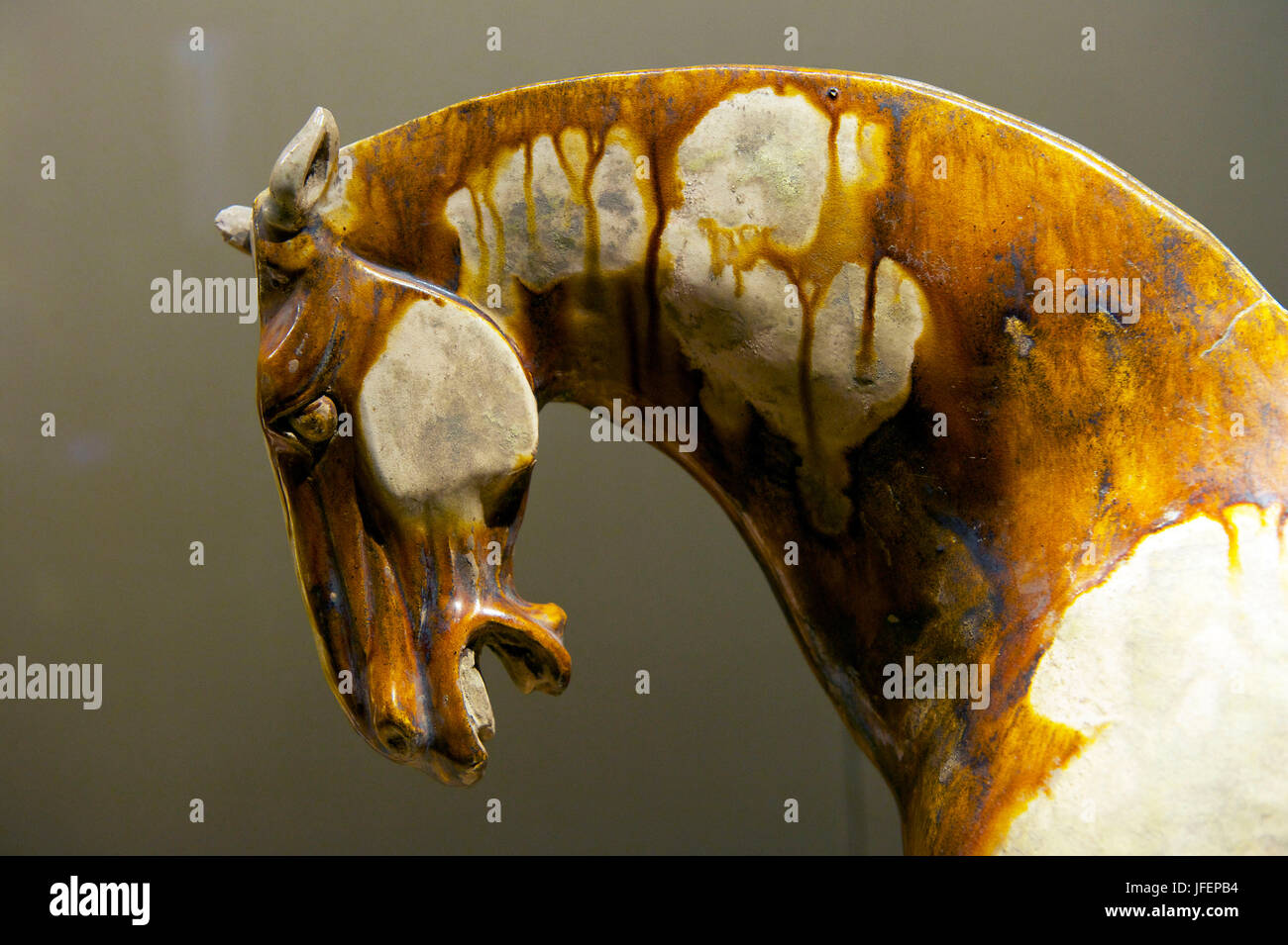 China, Provinz Shaanxi, Xi' An, Shaanxi History Museum, dreifarbigen Pferd, Tang-Dynastie, 701 AD. Stockfoto