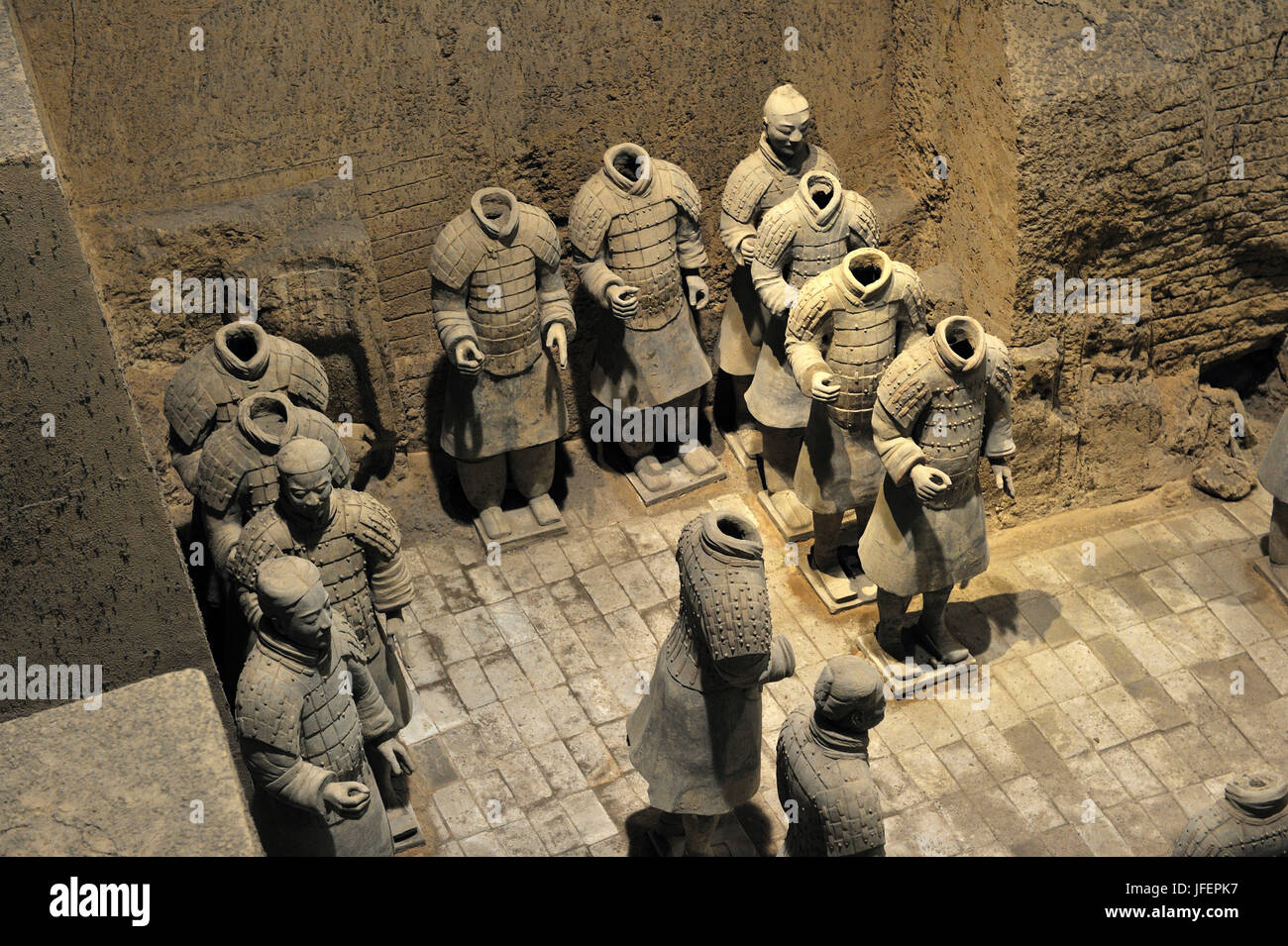 China, Shaanxi Provinz, in der Nähe von Xi' An, Lintong Bezirk, aufgeführten Weltkulturerbe der UNESCO, Terrakotta-Armee des ersten Kaisers Qin Shi Huangdi Grab bewachen Stockfoto