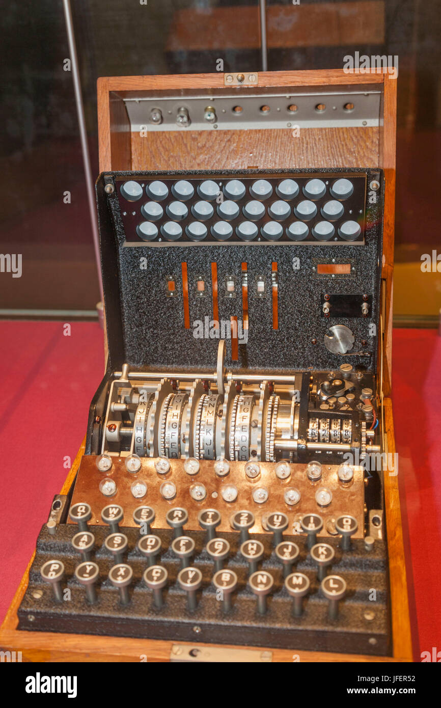 Buckinghamshire, Bletchley, Bletchley Park, England, deutschen Enigma-Maschine Stockfoto