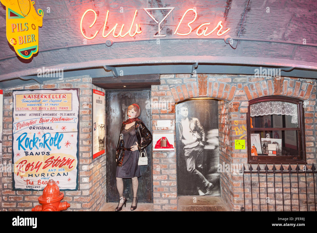 England, Merseyside, Liverpool, Albert Dock, The Beatles Story, Interieur Ausstellung der Club Eingang in St. Pauli Bezirk Hamburg Deutschland Stockfoto